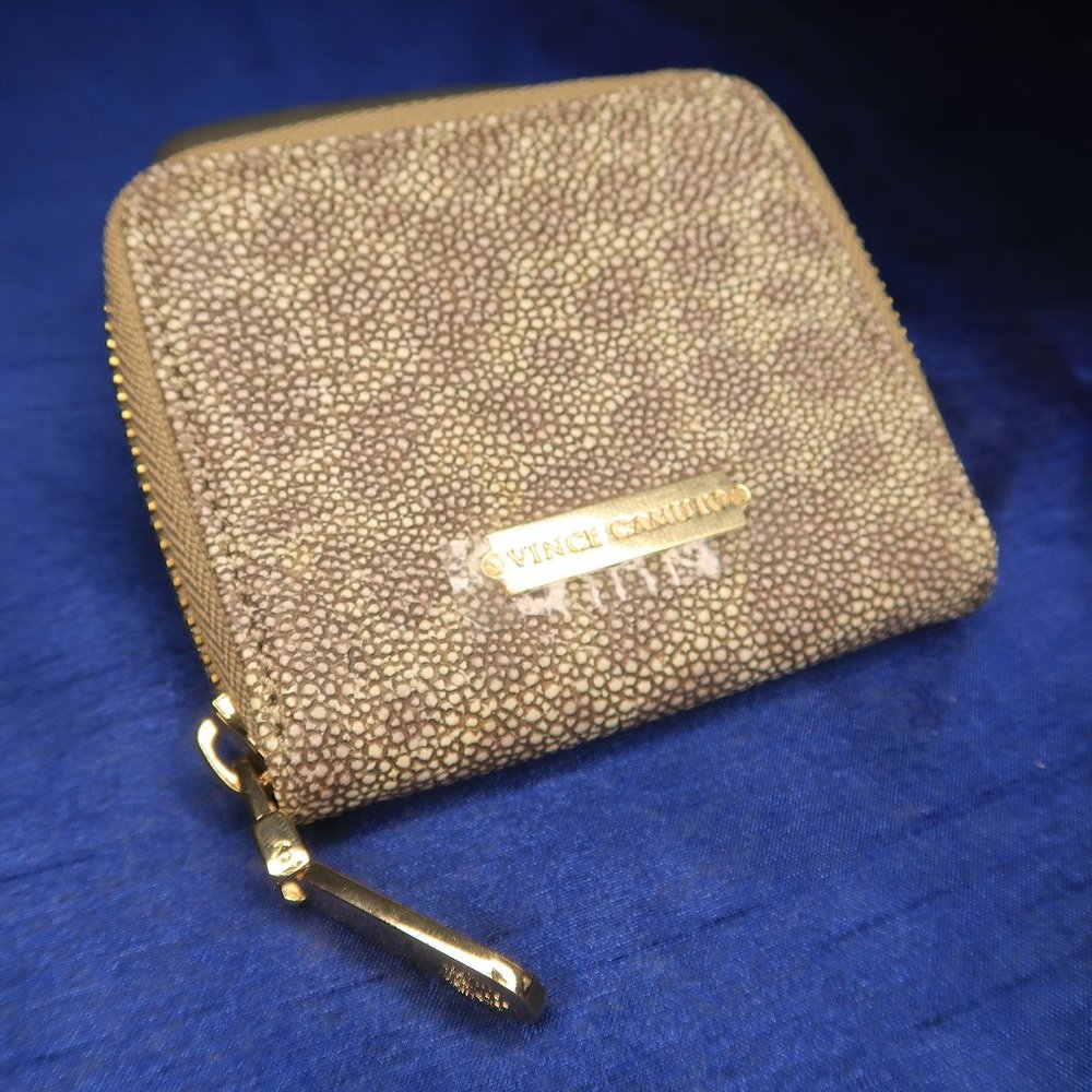 Vince Camuto Small Tan Pebbled Coin Purse